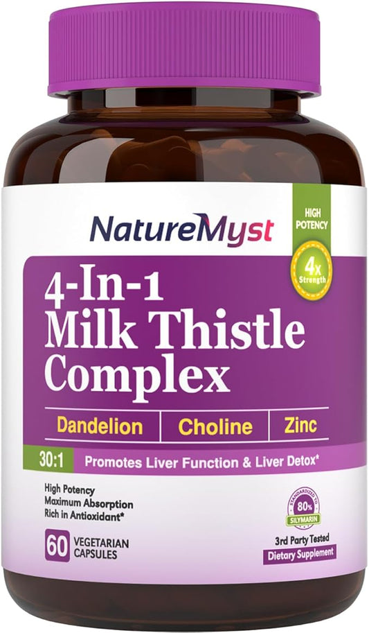 Milk Thistle Complex, 4-in-1 Liver Support, 30:1 Milk 80% Silymarin, 60 Vegetarian