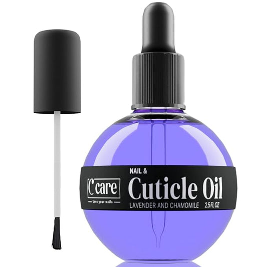 C CARE Lavender and chamomile Cuticle Oil For Nails - Repairs Cuticles Overnight - Moisturizes and Strengthens Nails and Cuticles - Dropper & Brush included - 2.5oz
