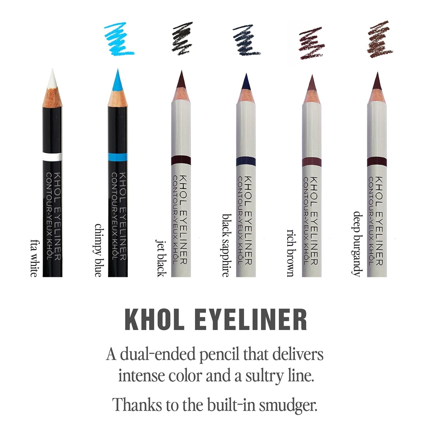 Jillian Dempsey Khol Eyeliner: Clean, Waterproof Eyeliner Pencil with Built-In Smudger for Effortless Blending – Rich Pigment, Cruelty-Free, FTA White