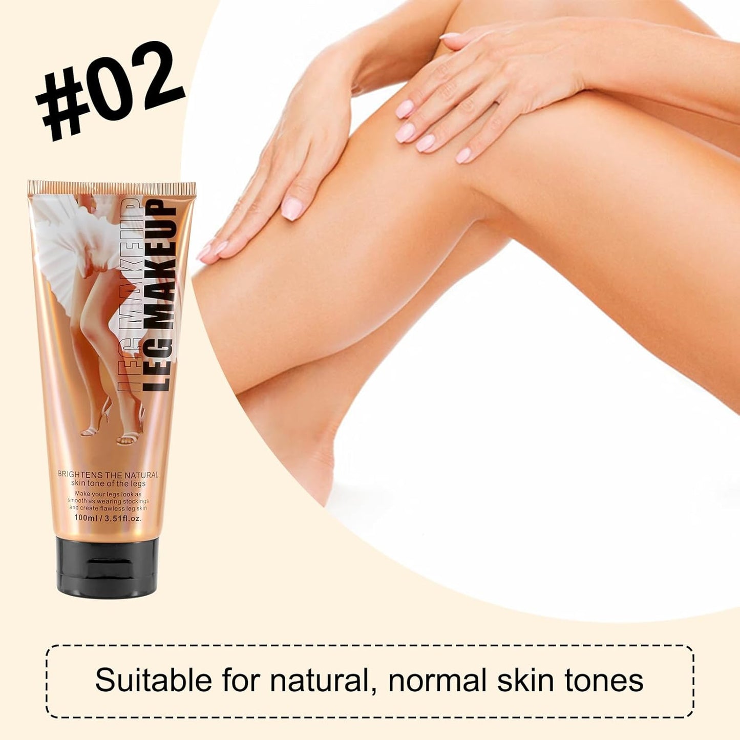 Boobeen Waterproof Leg Makeup Cream, No Transfer Body Concealer, 24-Hour Long-Lasting and Easy to Apply, Smooth & Light Effect for All Skin Tones