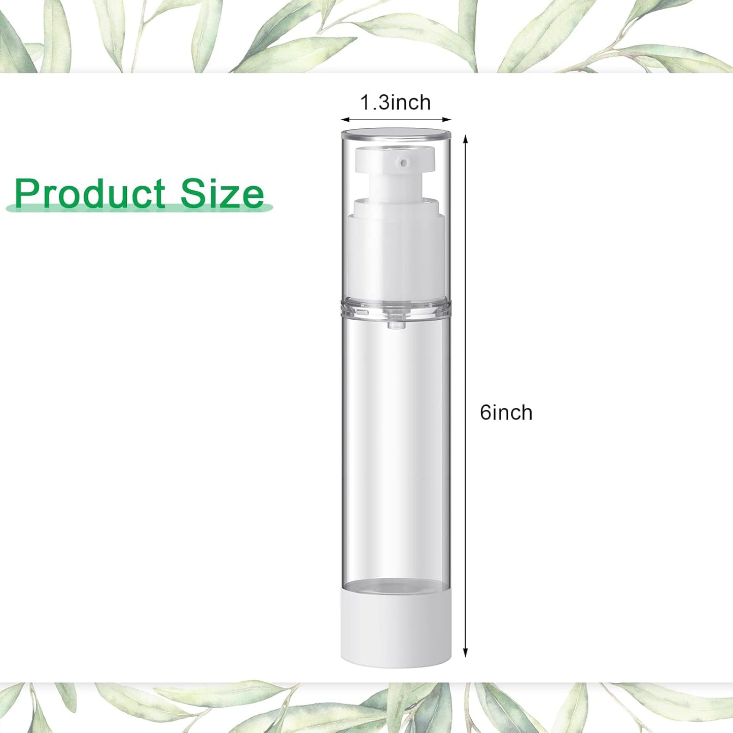 Sabary 60 Pcs Clear Airless Pump Bottles Refillable Cosmetic Travel Size Dispenser Vacuum Plastic Travel Bottles Empty Lotion Pump Dispenser Liquid Toiletry Container(1.7 oz)