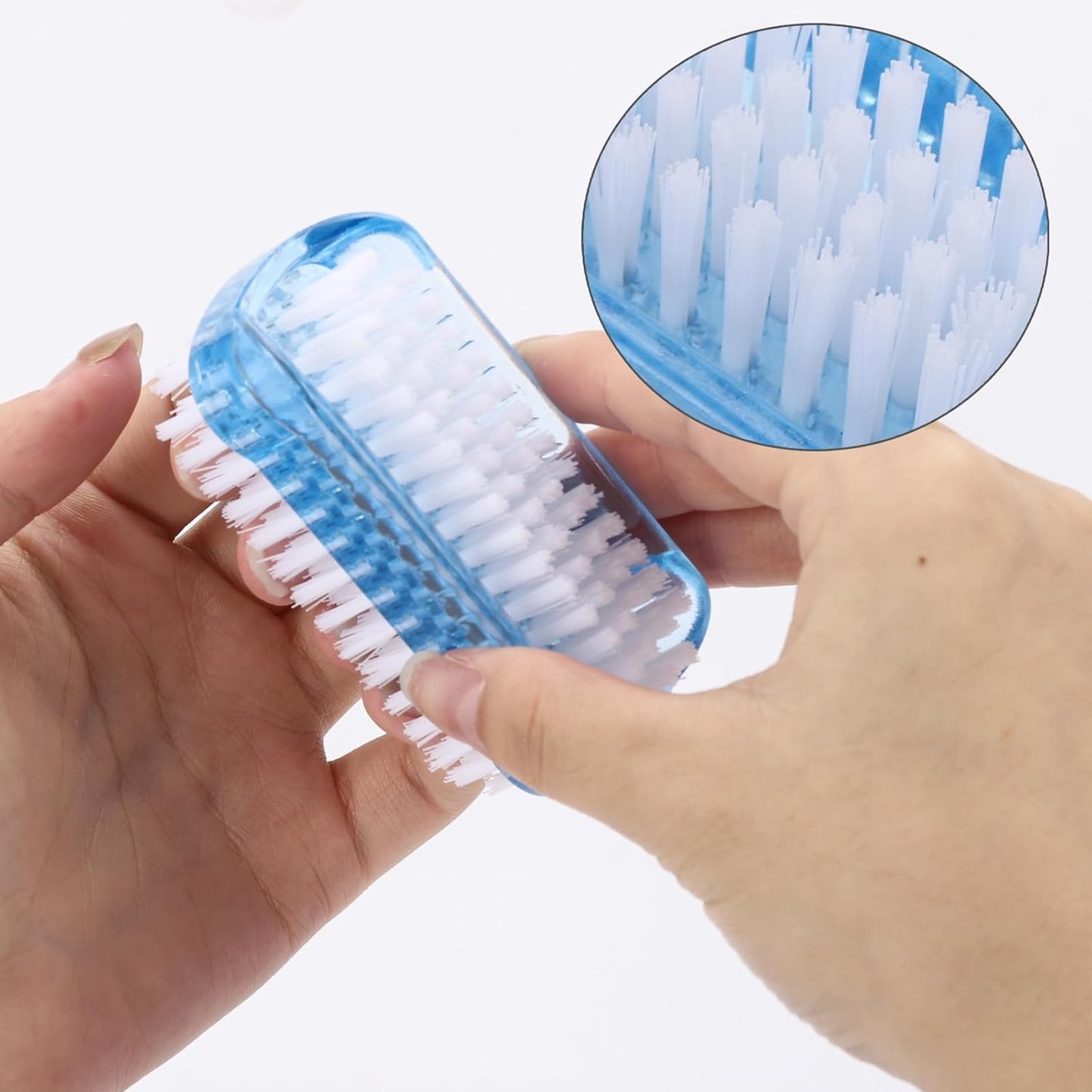 Nail Cleaning Brushes Plastic for Fingernails 2-Sided Non-Slip Nail Brushes 4 Pack(Blue and White)