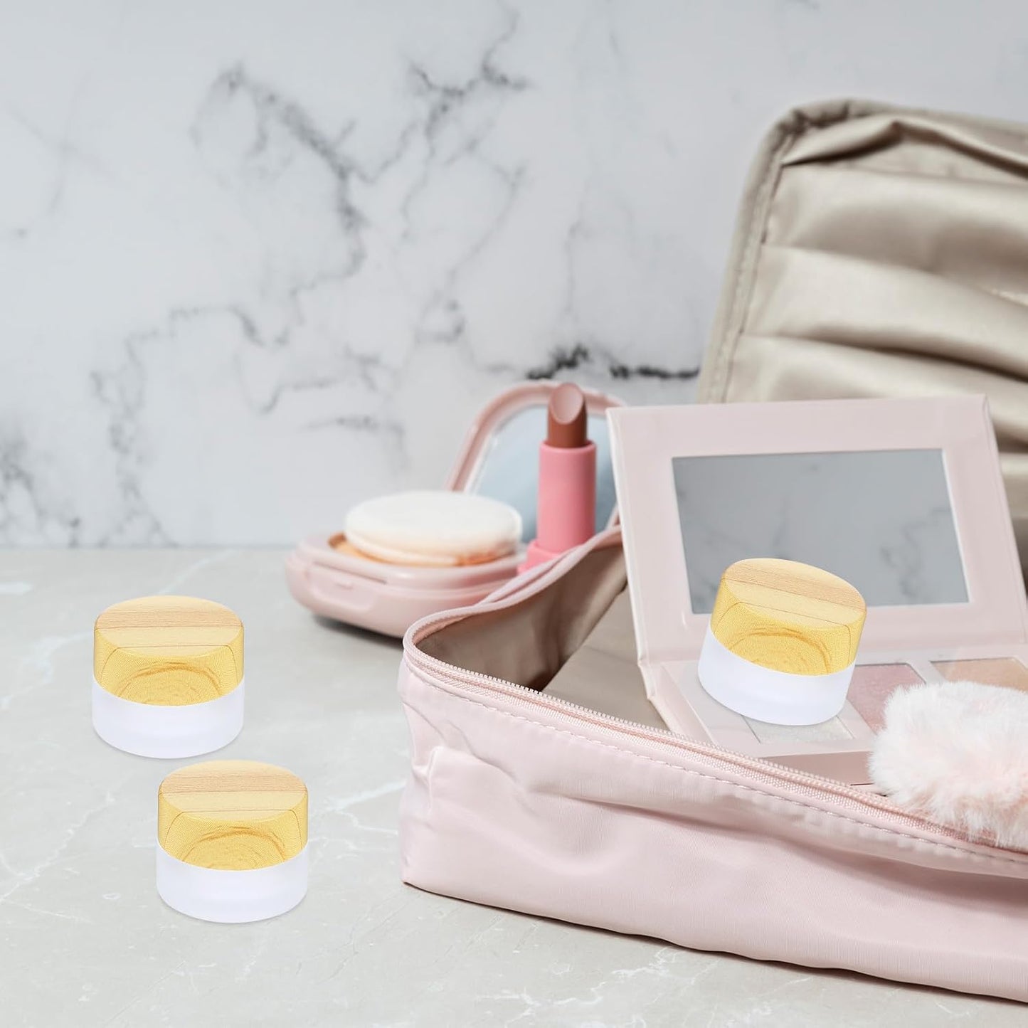 10 PCS 5 Gram Glass Cosmetic Containers Empty Sample Jars with Leak Proof Lids, Mini Makeup Sample Containers for Lotion Lip Balm Eye Cream Refillable (5 ML)