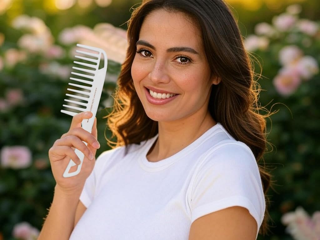 Cricket Ultra Smooth Coconut Detangler Comb – Infused with Coconut Oil & Keratin for Frizz-Free Shine, Ideal for Wet & Dry Hair, Extended Handle for Thick, Long, Curly Hair