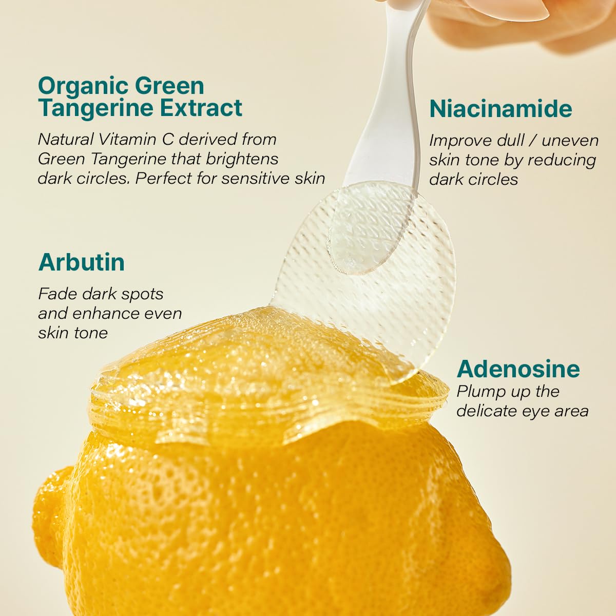 GOODAL Green Tangerine Vitamin C Eye Patches 60 Sheets – Hydrating Gel Under Eye Masks for Tired Puffy Eyes, Korean Skincare, Glass Skin Look, Daily Self Care Essentials