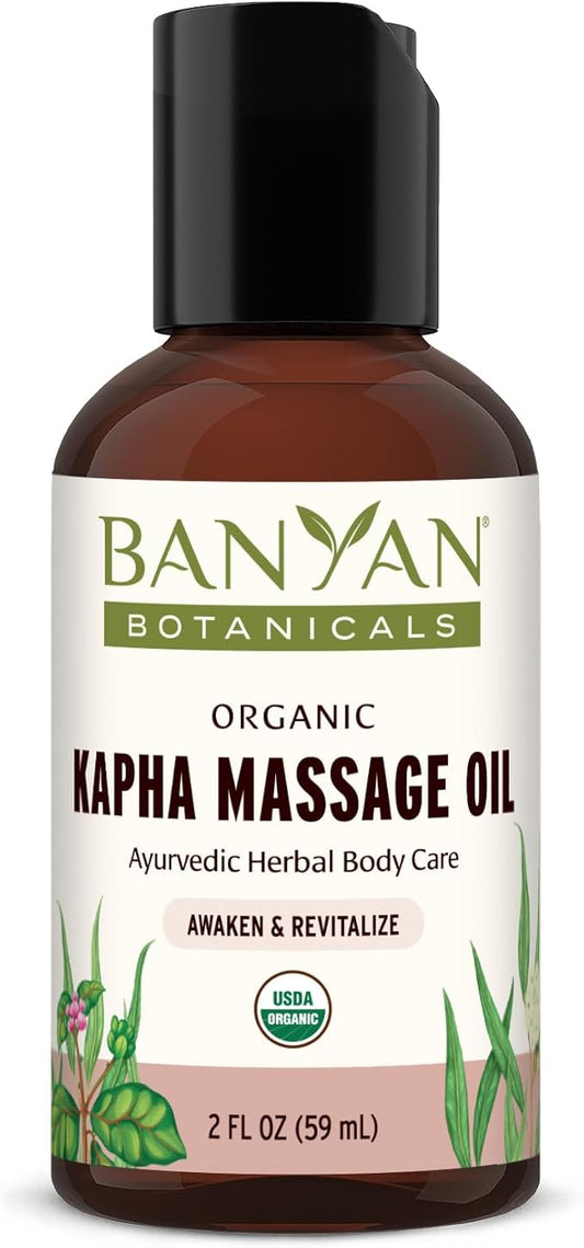 Banyan Botanicals Kapha Massage Oil – Organic Massage Oil with Chitrak and Tulsi – Warming Ayurvedic Oil to Revitalize The Tissues and Awaken The Mind – 2 oz. – Non-GMO Sustainably Sourced Vegan
