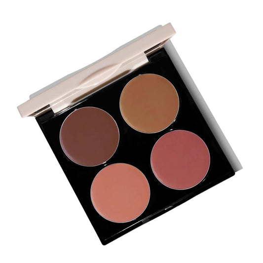 Fitglow Beauty Multi-Use Ceramide Cream Lip & Cheek Palette | Skincare-First Cream Pigment | Hydrating, Buildable Color | Natural Finish for Eyes, Cheeks & Lips | Refillable | Buffed Glow - 20g