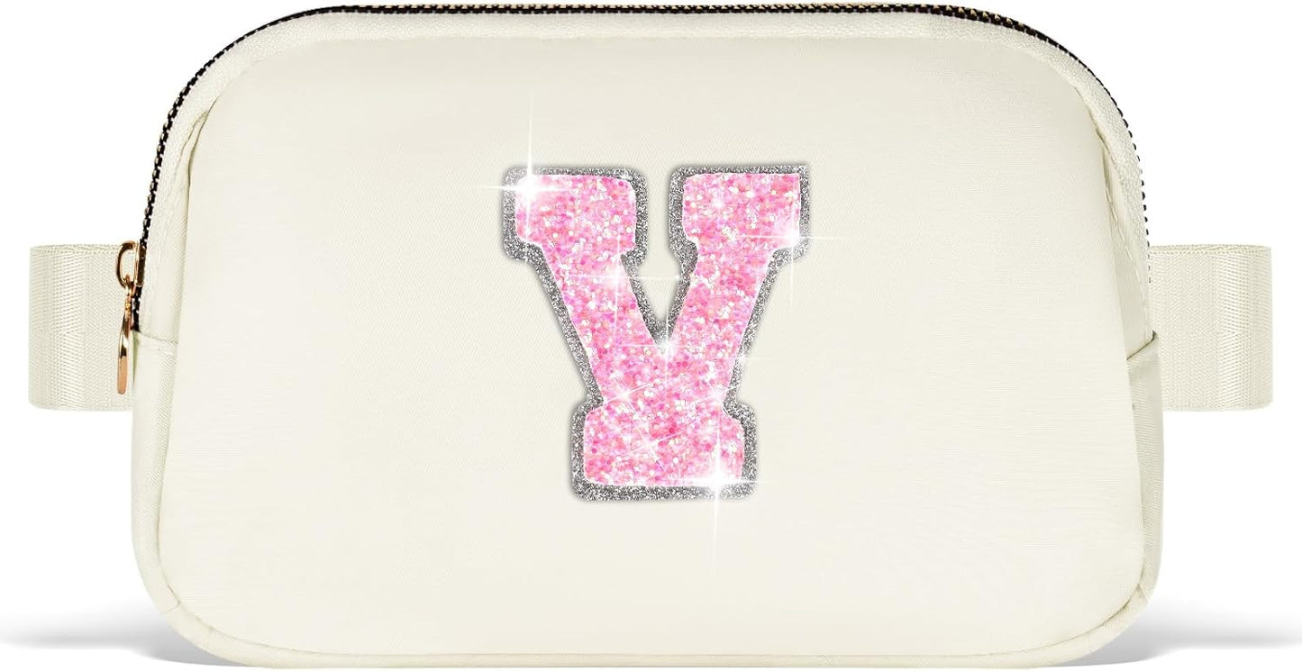 Gifts for Girls Teens Kids - Birthday Gifts for Daughter Sister Her,Teen Girl Essentials,Travel Essentials,Cute Teen Trendy Stuff Waist Packs Belt Bag Crossbody Bag | Cream,Initial V