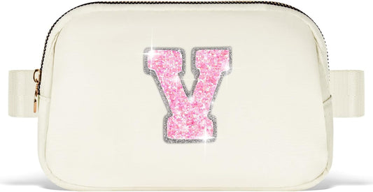 Gifts for Girls Teens Kids - Birthday Gifts for Daughter Sister Her,Teen Girl Essentials,Travel Essentials,Cute Teen Trendy Stuff Waist Packs Belt Bag Crossbody Bag | Cream,Initial V