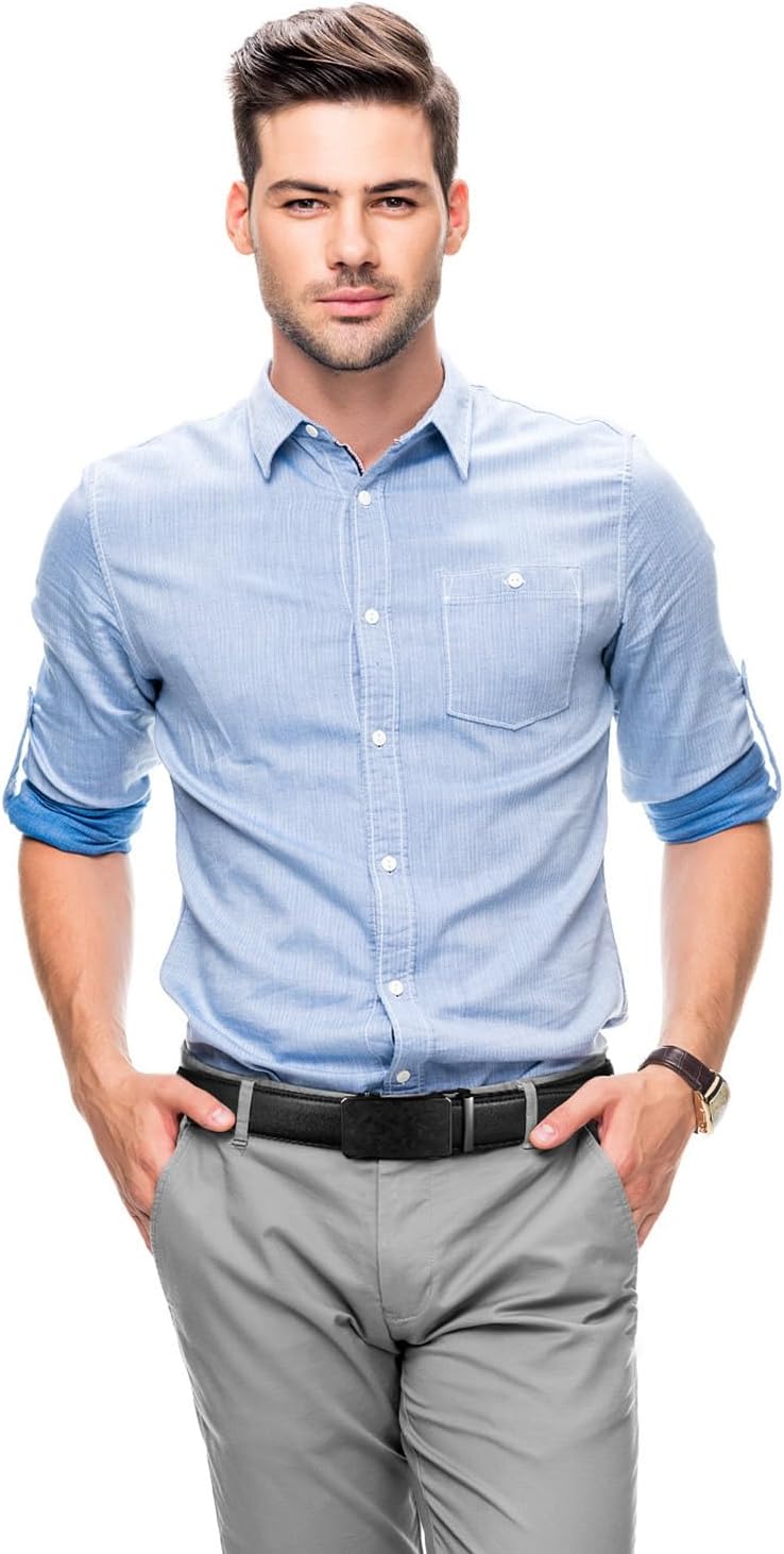 Zitahli Belt Men, Ratchet Belt Dress with 1 3/8" Premium Leather,Slide Belt with Easier Adjustable Automatic Buckle