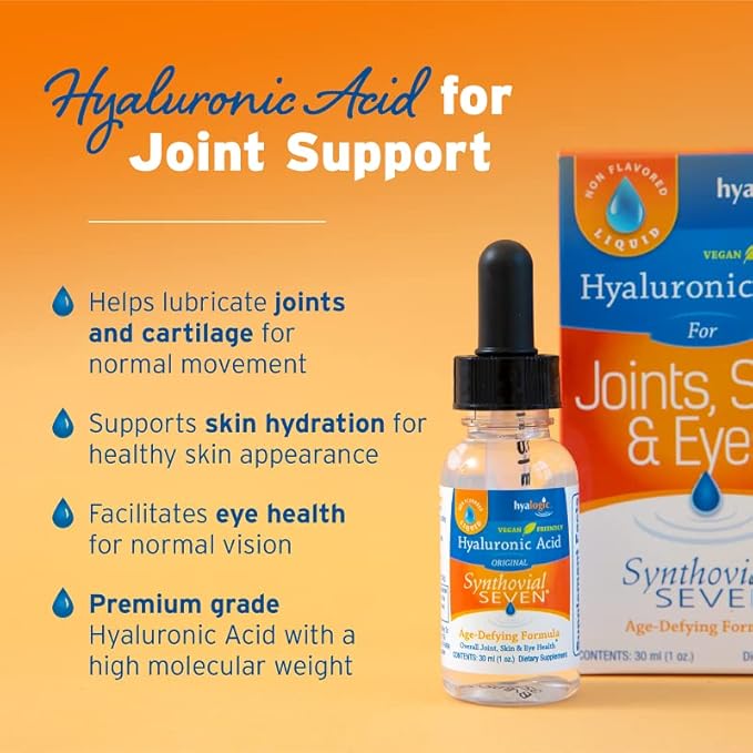 Hyalogic Synthovial Seven - Oral Hyaluronic Acid Supplement 1oz - Liquid HA Supports Skin, Eye, and Lip Hydration - Vegan, Gluten Free 1 Ounce