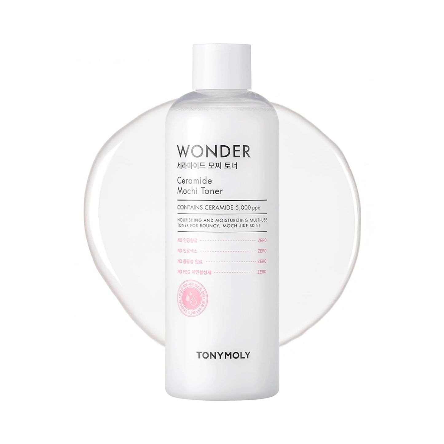 TONYMOLY Wonder Ceramide Mochi Toner – Hydrating & Strengthening Dewy Glass Skin Toner for Healthy Moisturized Skin, Large 16.9 oz Korean Skincare