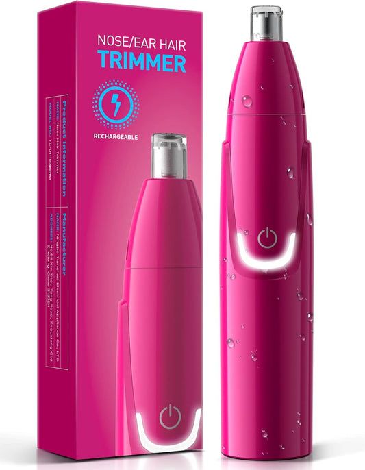 ZORAMI Rechargeable Ear and Nose Hair Trimmer - 2025 Professional Painless Eyebrow & Facial Hair Trimmer for Men Women, Powerful Motor and Dual-Edge Blades for Smoother Cutting Magenta