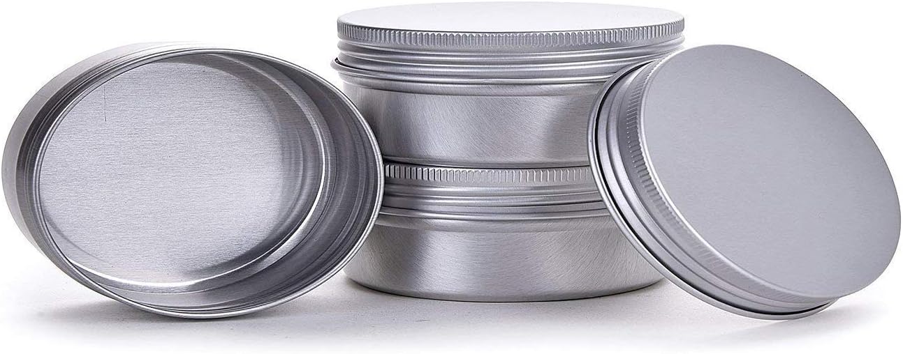 0.5 Ounce Aluminum Tin Jar Refillable Containers 15 ml Aluminum Screw Lid Round Tin Container Bottle for Cosmetic,Lip Balm, Cream, 24 Pack