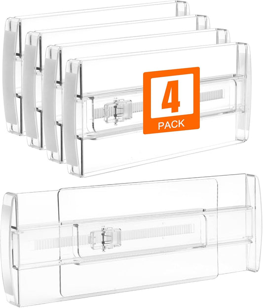 4 Pack Drawer Dividers for Clothes, 4" High 10"-17" Adjustable Drawer Dividers Expandable Dresser Drawer Organizers, Clear Drawer Separators for Clothes, Underwear, Baby Clothes, Cosmetic, Toiletries