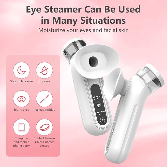 Eye Steamer for Dry Eye, Nano Eye Mist Steam Sprayer, Portable Eye Steam Sprayer, Heated Mist steam Therapy for Dry Eyes Relief, Moisturizing Eye Treatment, Mini Soothing Steamer for Eye Care（1 PCS）