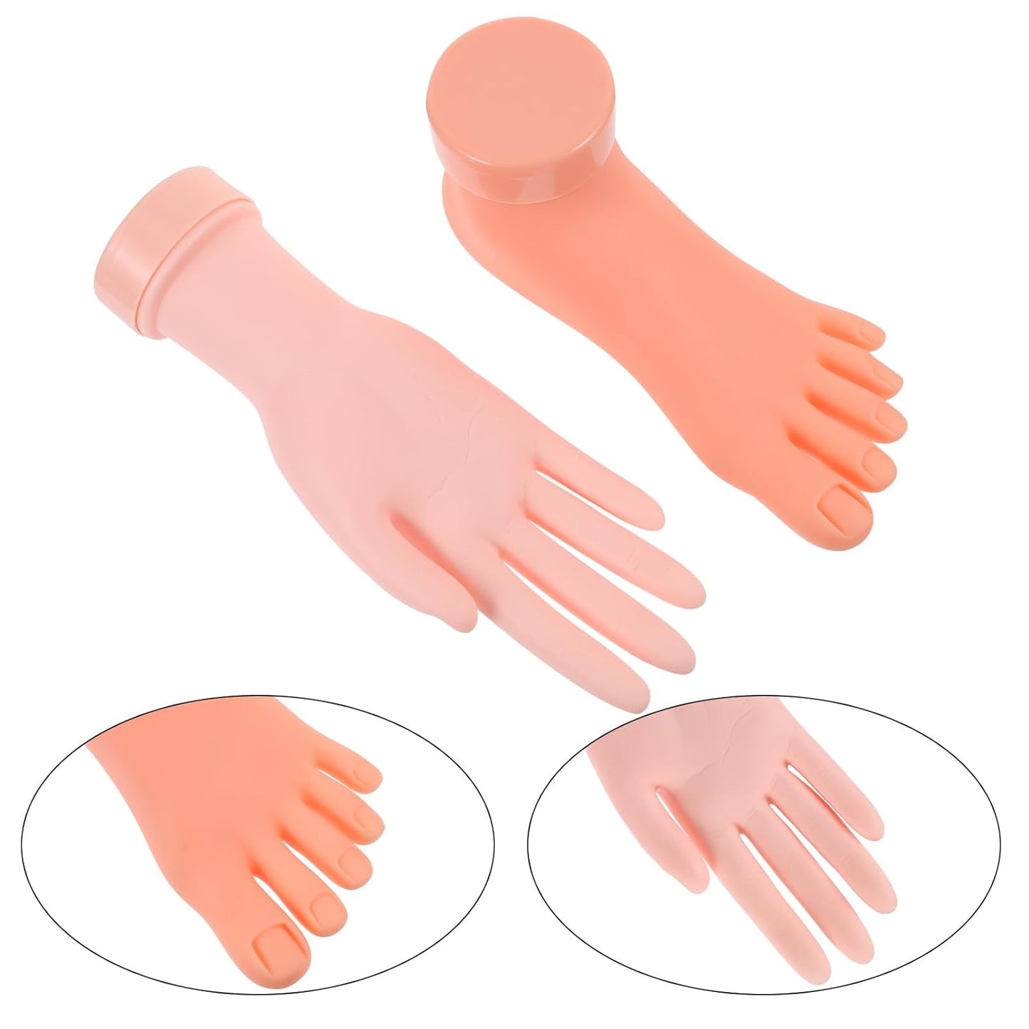 Beaupretty 2Pcs Left Hand Nail Art Practice Model Lightweight Rubber Manicure Training Tool for Salon and Beginners 8.85 Inch Reusable Fake Hand for Nail Design