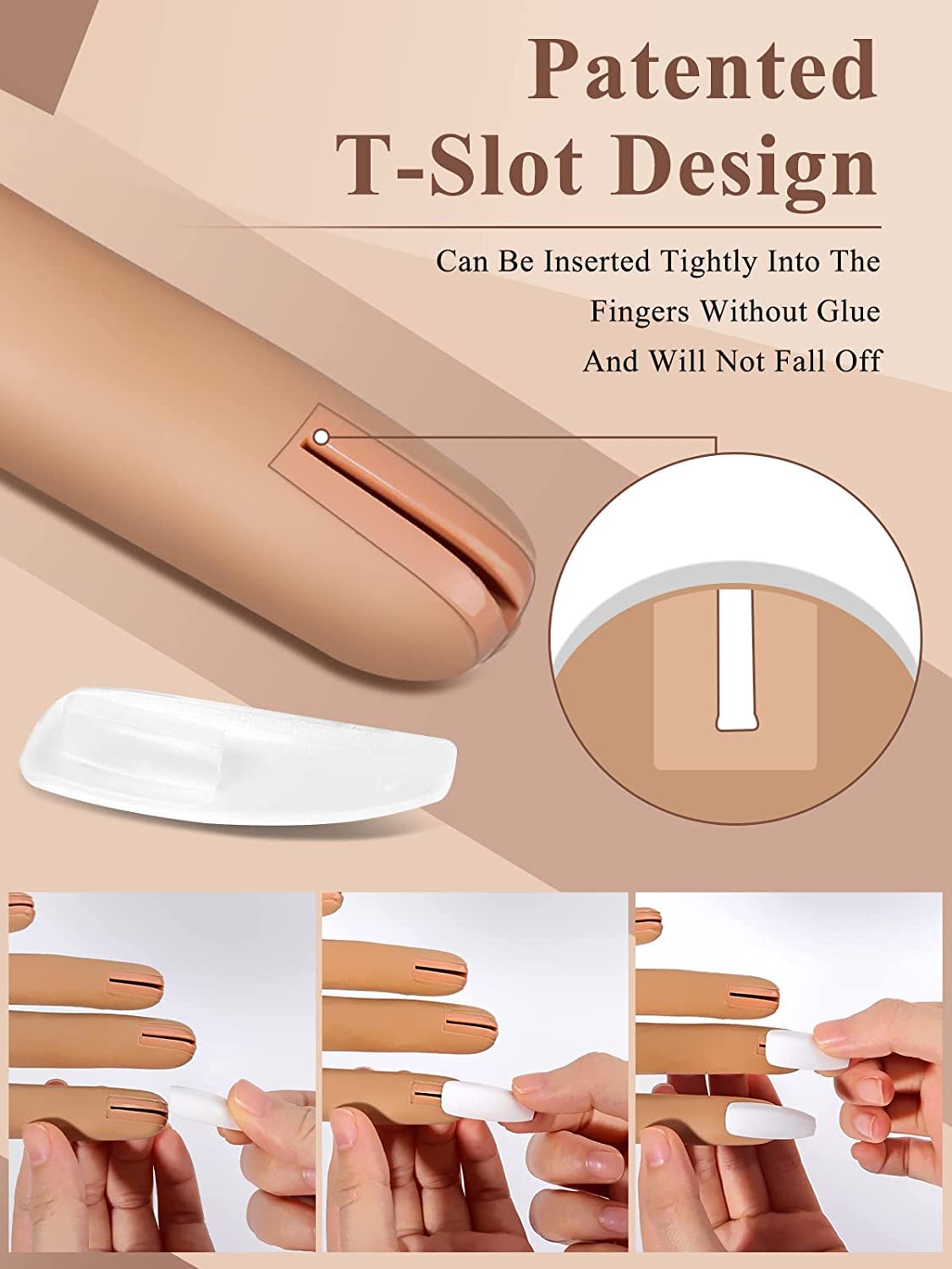 Practice Hand for Acrylic Nails, Nail Tips Never Fall Off Nail Hand Practice,Fingers Never Break Fake Nail Hand for Nail Practice,Flexible Movable Practice Nail Hand for Practicing Nail Supplies