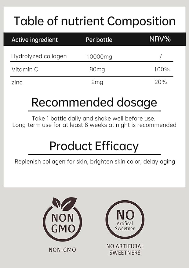 Collagen Protein Powder, 10000 mg Collagen Peptides, Fish Collagen with Hyaluronic Acid and Vitamin C for Skin, Hair and Nails Support, 1 Fl Oz x10s