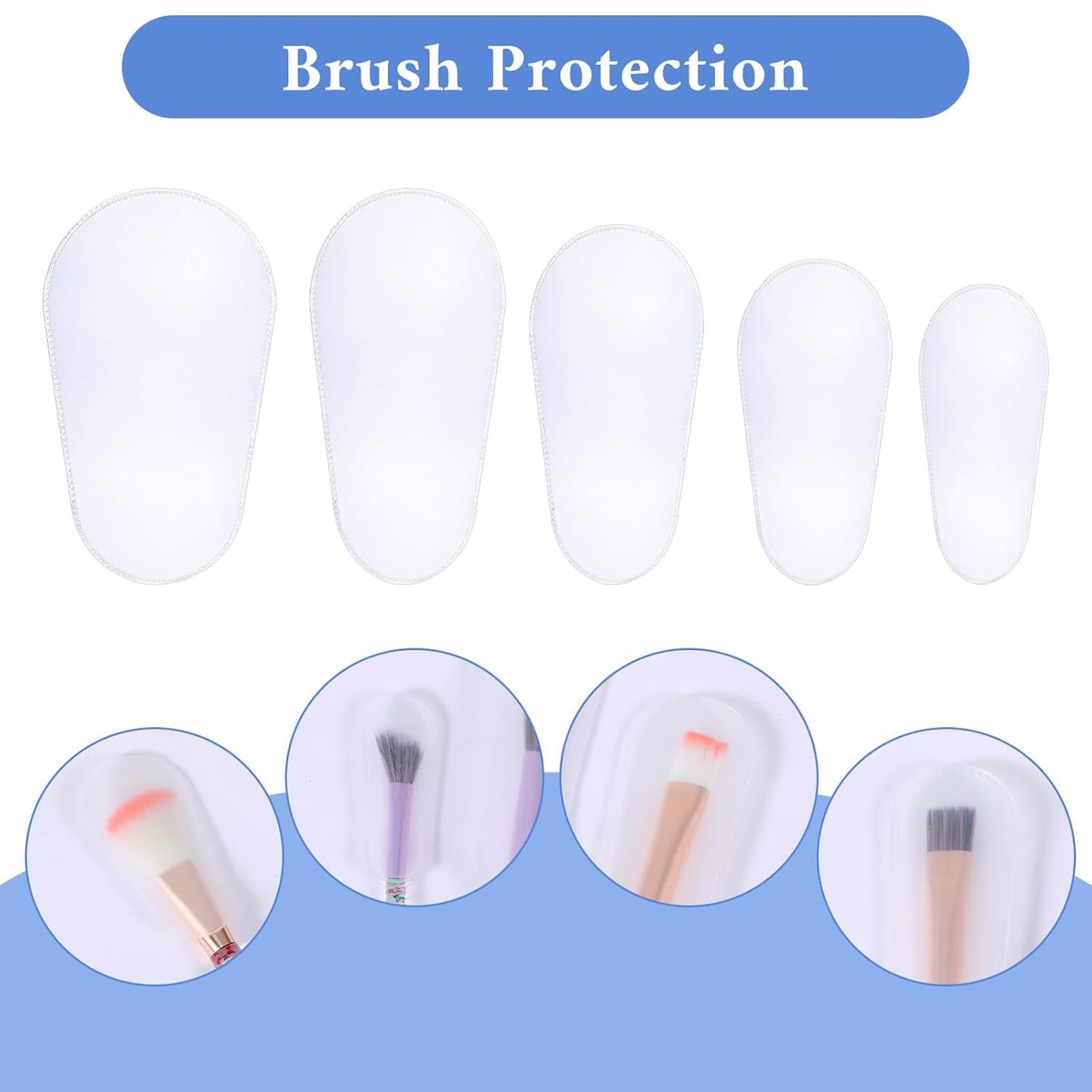 20 PCS Makeup Brush Covers, 5 Sizes Clear Plastic Protective Sleeves, Dustproof & Waterproof Cosmetic Brush Guards for Travel Storage Organizer