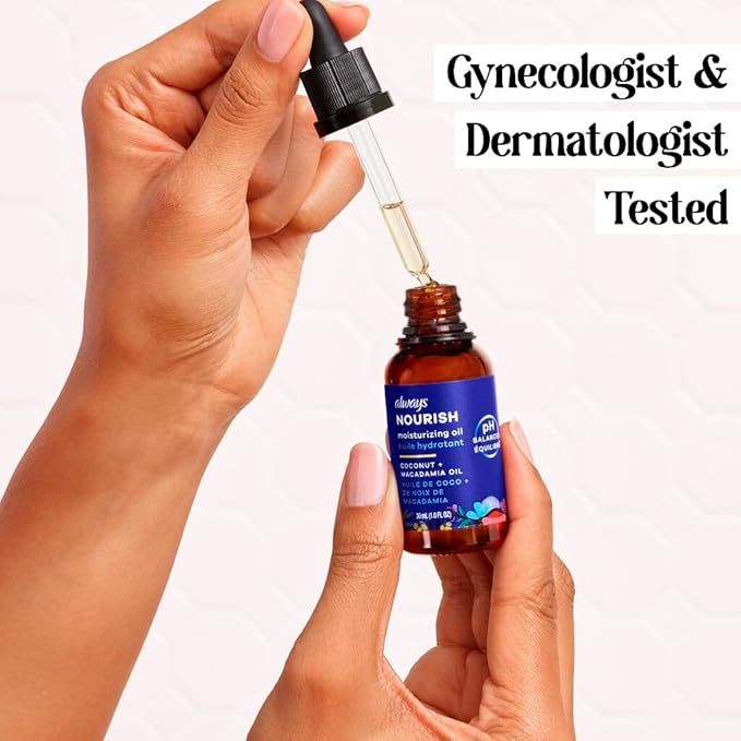 Always Nourish Moisturizing Oil for Intimate Skin, Helps Nourish Dry, Irritated Intimate Skin, Fragrance-Free, 30 mL