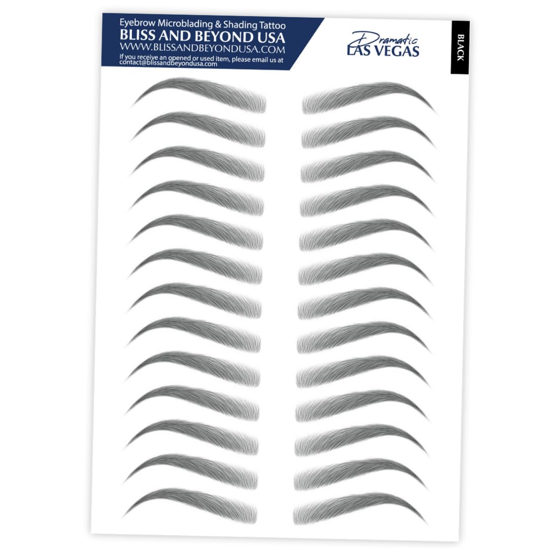 Bliss and Beyond USA | Microblading & Shading Tattoo | A combination of hair stoke and powdered brows | Non-toxic | Vegan friendly (Dramatic Las Vegas, Black)