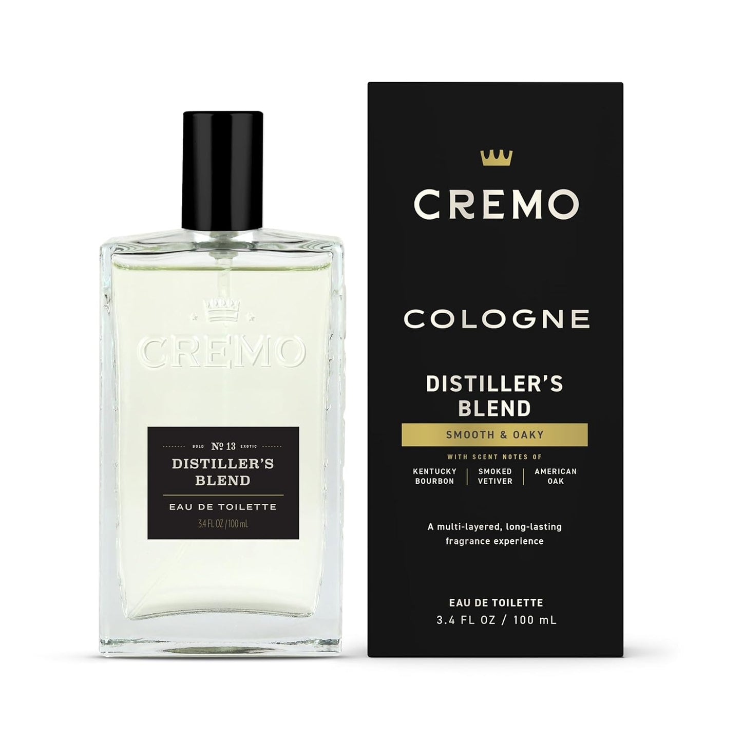 Cremo Cologne For Men - Distillers Blend Mens Cologne Spray, A Combination of Kentucky Bourbon, Smoked Vetiver and American Oak, Multi-Layered Signature Men's Fragrances, 3.4 Fl Oz