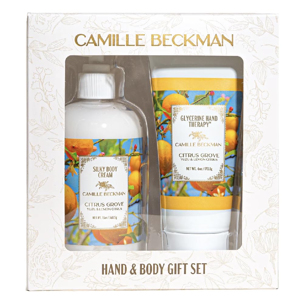 Camille Beckman Hand and Body Duet Set, Silky Body and Glycerine Hand Cream, Citrus Grove