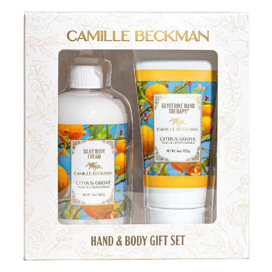 Camille Beckman Hand and Body Duet Set, Silky Body and Glycerine Hand Cream, Citrus Grove