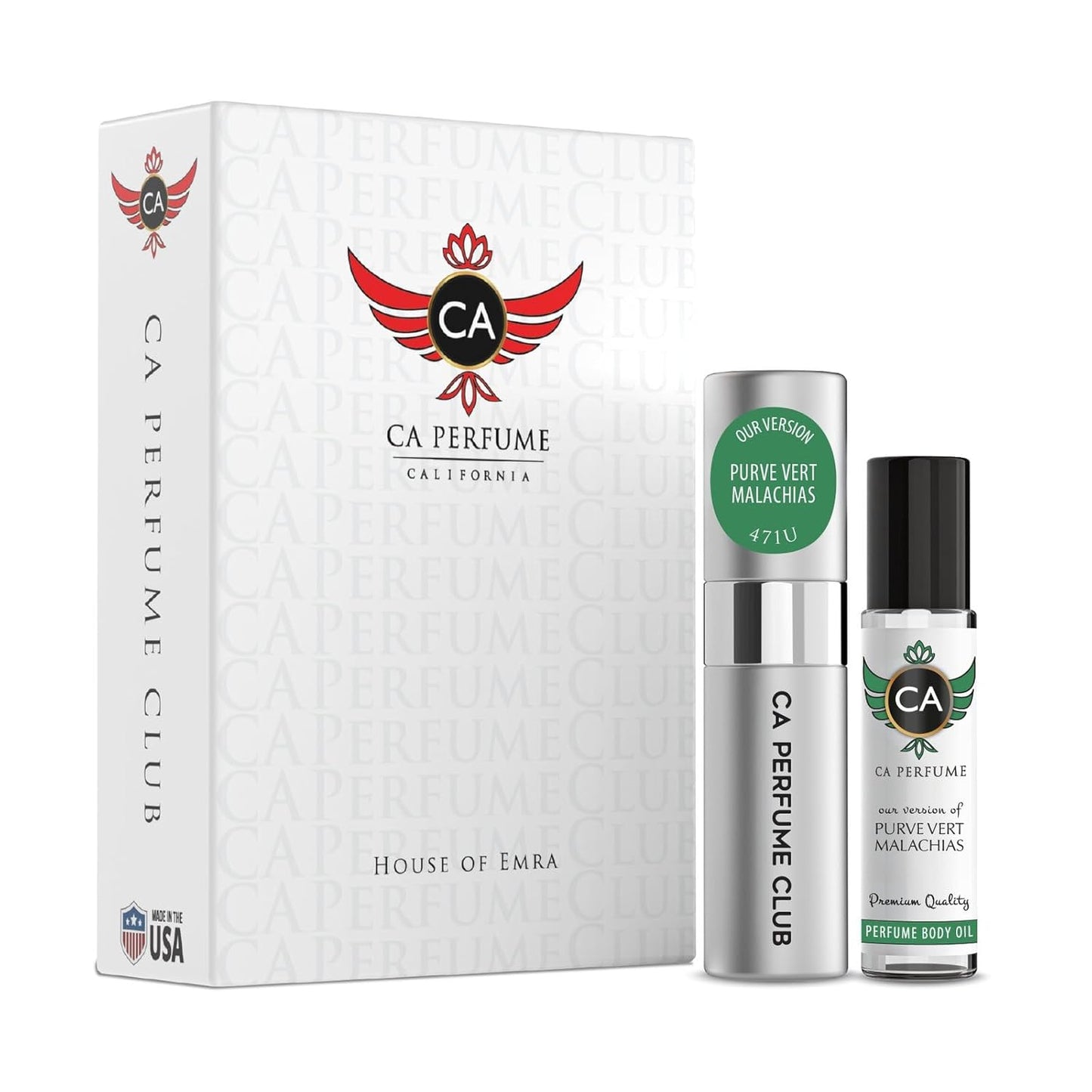 CA Perfume Duo Impression of Purve Vert Malachias For Women And Men Perfume Layering Set Long Lasting Travel Size EDP + Body Oil Roll-On Bottle 0.27 Fl Oz+0.33 Fl Oz