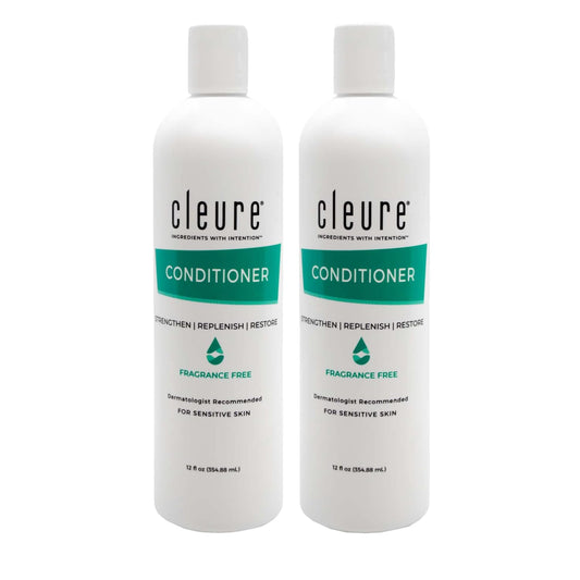 Cleure Hydrating Fragrance Free Conditioner - Hypoallergenic, SLS Free & Paraben Free - Unscented (12 Fl Oz, Pack of 2)