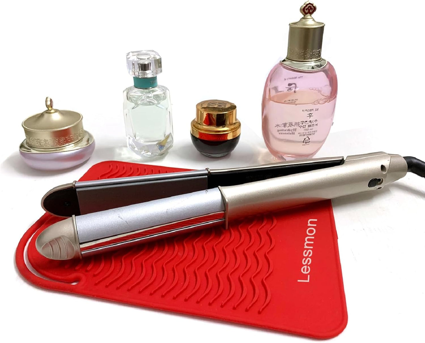 Large Heat Resistant Mat for Curling Irons, Hair Straightener, Flat Irons and Hair Styling Tools 11" x 7.5", Red