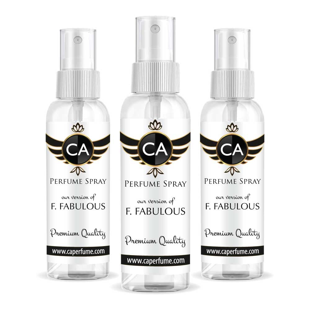 CA Perfume Eco Refill Impression of F. Fabulous For Women & Men Fragrance Eau de Parfum Spray Refillable Bottle 2 Fl Oz/60ml-X3
