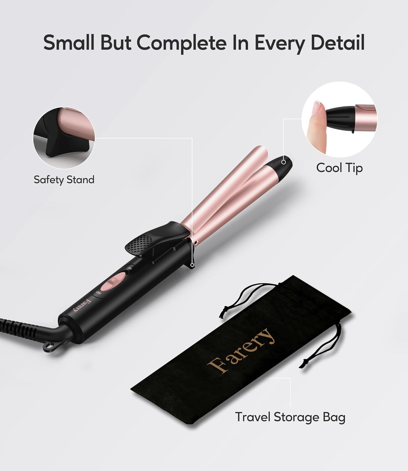 Travel Size Curling Iron Dual Voltage, Mini Curling Iron for Short Hair with 1/2 Inch Barrel, Ceramic Mini Hair Curler with Keratin&Argan Oil Infused, Travel Hair Curler with Storage Bag