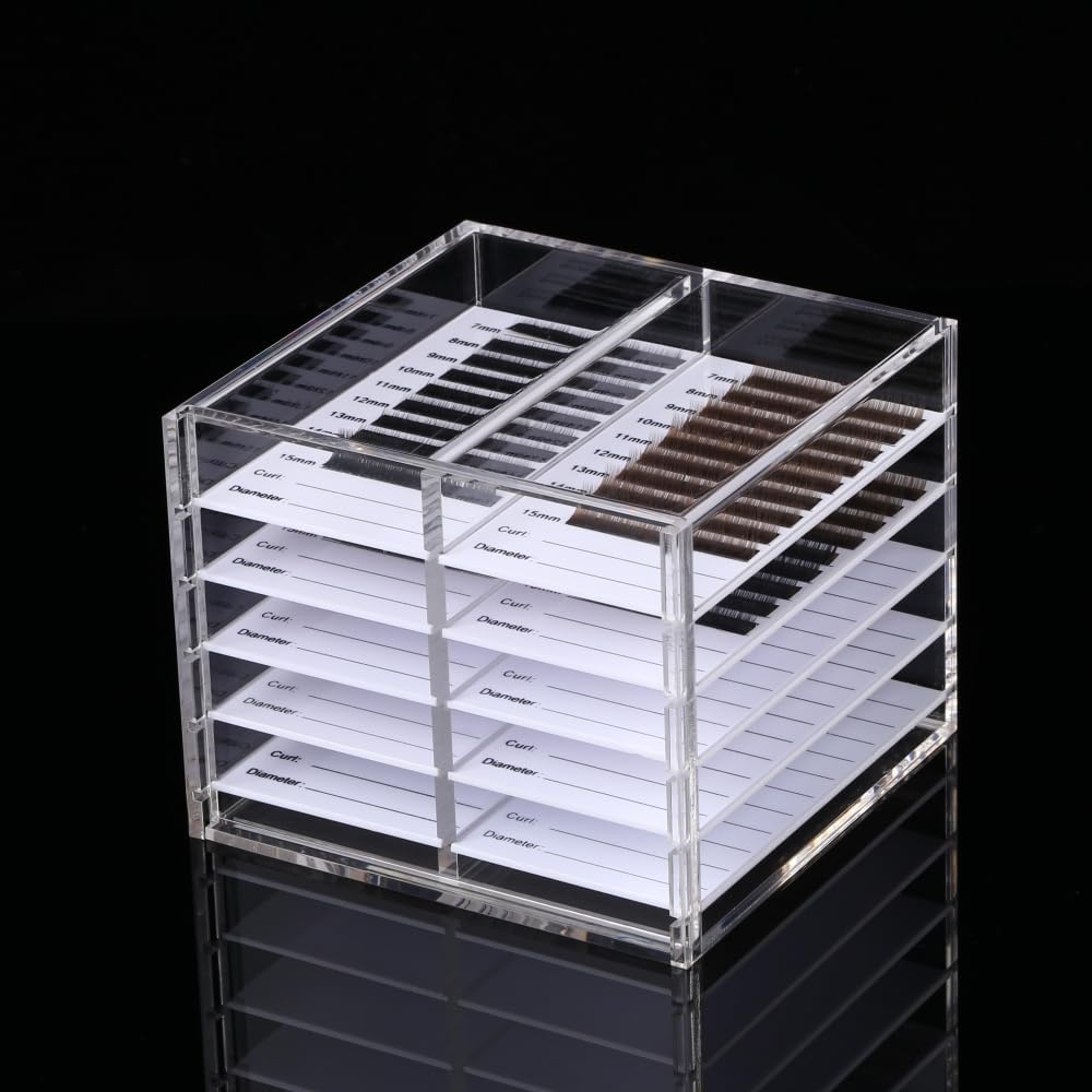 10 Layers Acrylic Eyelash Storage Organizer, Cosmetic Makeup Container Box, Clear Case Cabinet Display Used for Eyelash Storage and Eyelash Salons (10 Layers Type A)