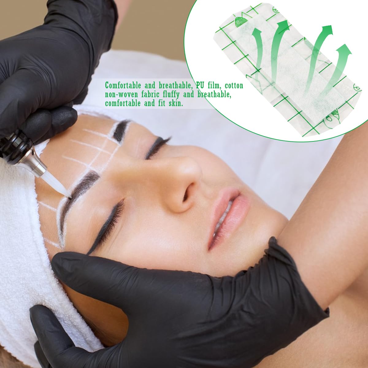 50 Pcs Eyebrow Tape, Disposable Plastic Eyebrow Protection Stickers, Waterproof Tapes for Eyebrow, Tattoo Protection