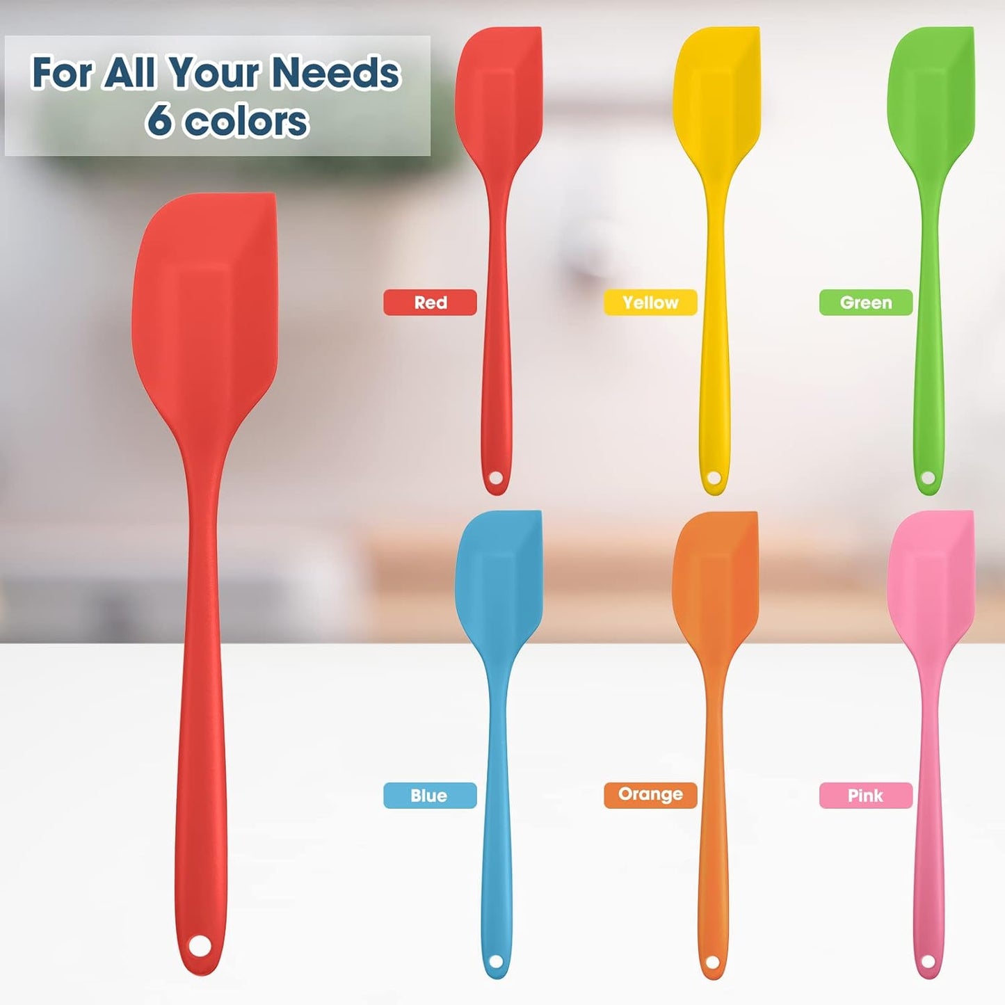 Irenare 24 Pcs Silicone Spatulas 11 Inch Large Rubber Spatulas Heat Resistant Non Stick Flexible Scrapers Baking Mixing Tool Cookware Dishwasher Safe, 6 Colors