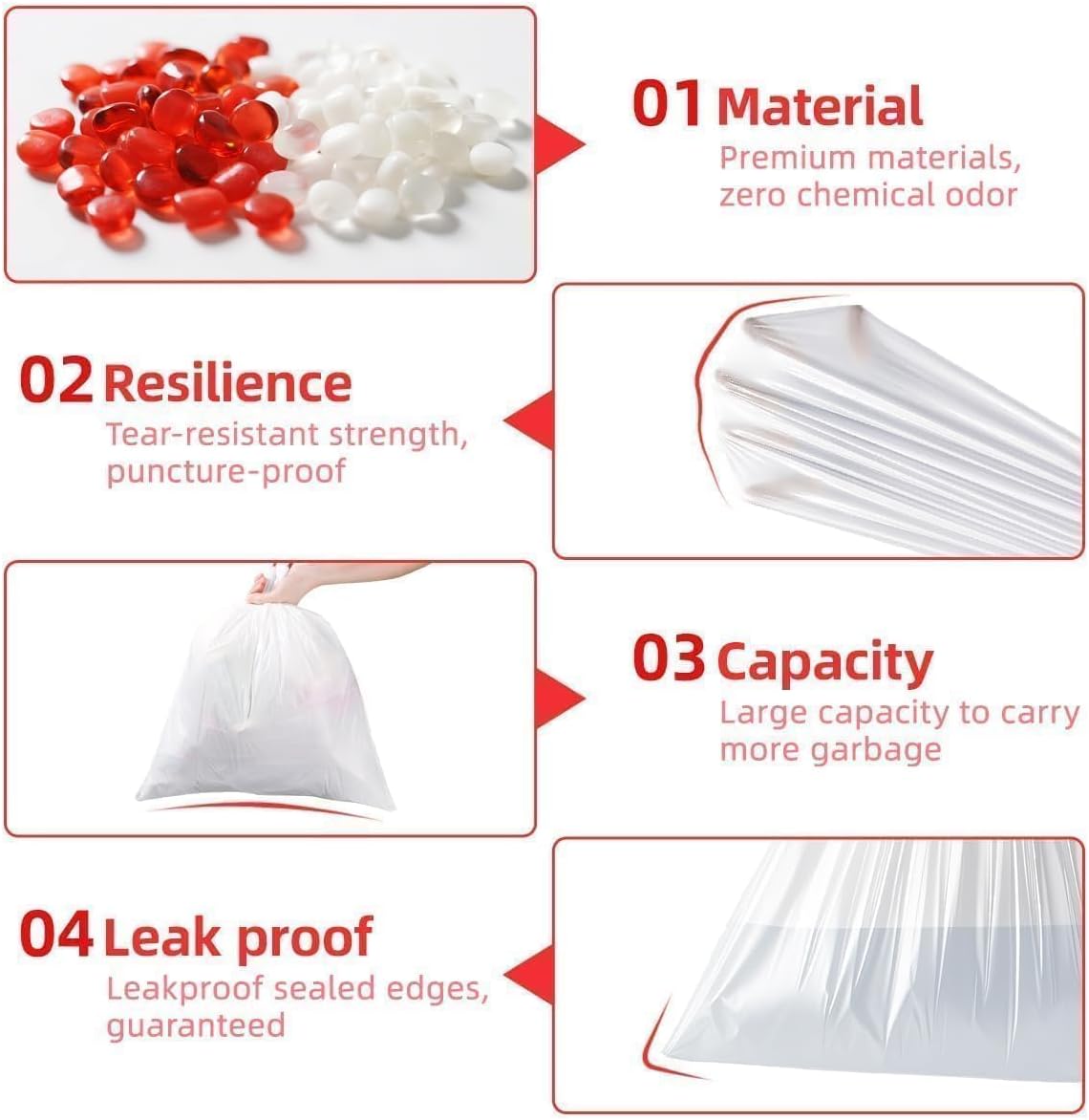 2.6-3 Gallon Trash bag Small White Drawstring Trash Bags, Tear-Free Heavy Duty Garbage Bags, Leak-Proof & Odor Blocking Small Garbage Liners for Kitchen, Bathroom, Multi-Purpose Use 60 Count by XUXRUS