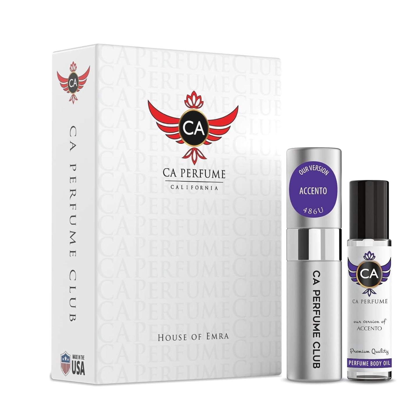 CA Perfume Duo Impression of Accento For Women And Men Perfume Layering Set Long Lasting Travel Size EDP + Body Oil Roll-On Bottle 0.27 Fl Oz+0.33 Fl Oz