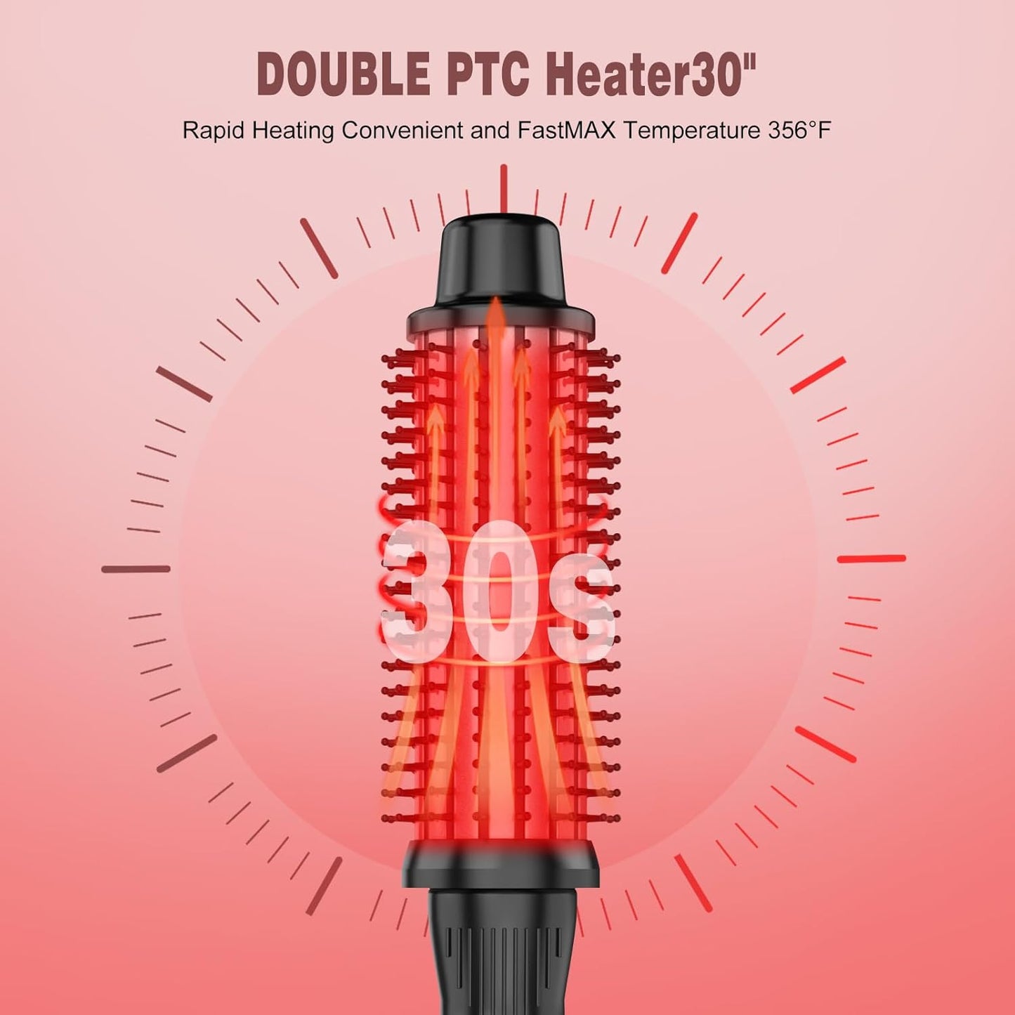 Thermal Brush, Heated Round Brush & Curling Iron with Ceramic Ionic Technology, Hair Tools for Volumizing & Styling, Travel-Friendly Hot Comb with Adjustable Temperature（Rose Gold 1.25 inch）