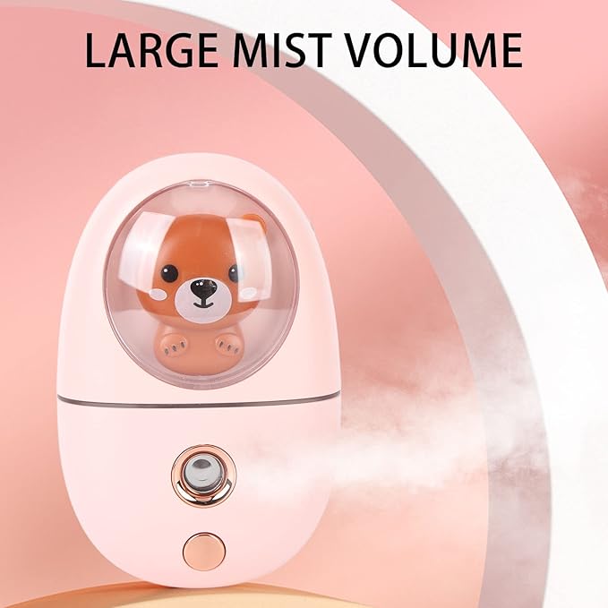 Facial Mist Sprayer, Cute Animal Mini Face Steamer Portable Facial Mist Sprayer Facial Steamer for Travelling 35ml 500mah ()