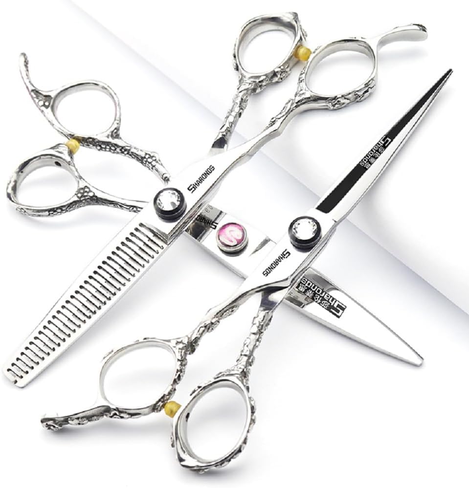 Hairdresser Professional Left-Handed Scissors Set - 6.0 Inch Hair Sparse Scissors - 440C (3pc-B)