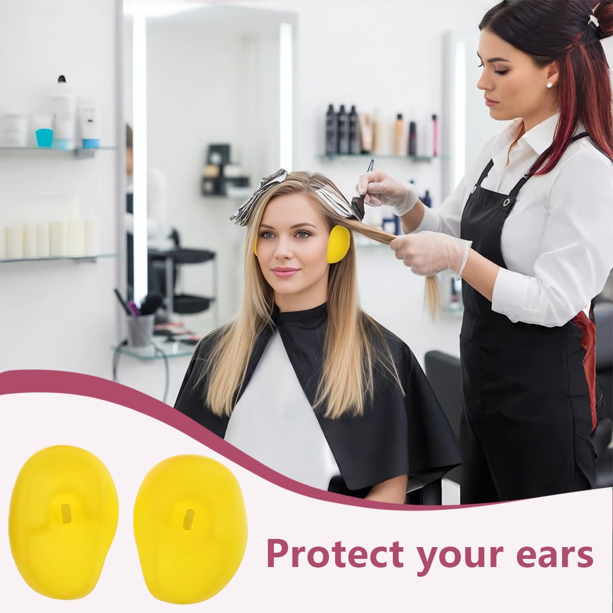 3 Pairs Reusable Silicone Ear Covers Waterproof Hair Dye Protectors for Salon Home Hair Coloring Ear Guards