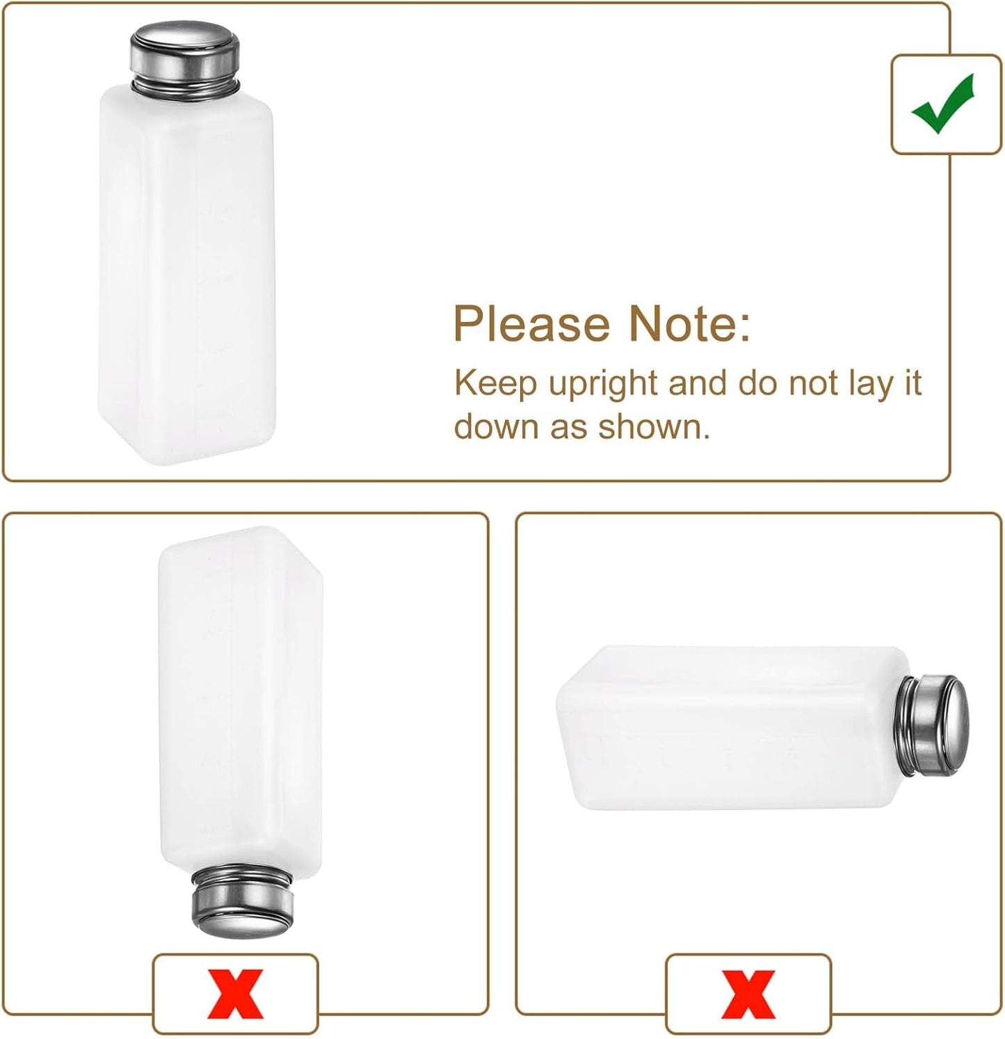 uxcell 2 Pcs Alcohol Liquid Press Pumping Dispenser 500ML Nail Polish Remover Empty Bottle White