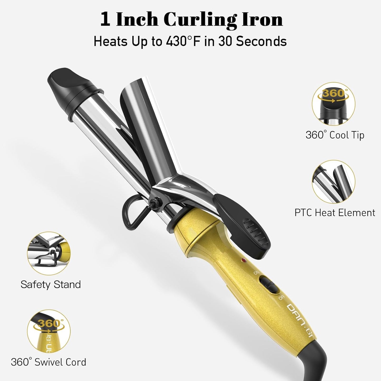 DAN Technology Hair Dryer Brush & Mini Curling Wand Set - 1 Inch Travel Set with 3 Temperature Settings - Hot Air Brush for Drying, Styling, Curling, and Volumizing