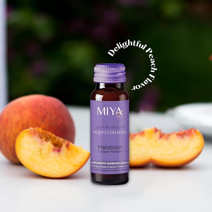 Liquid Collagen with Melatonin | Box with 10 Shots | 6000mg Collagen | Peach Flavor