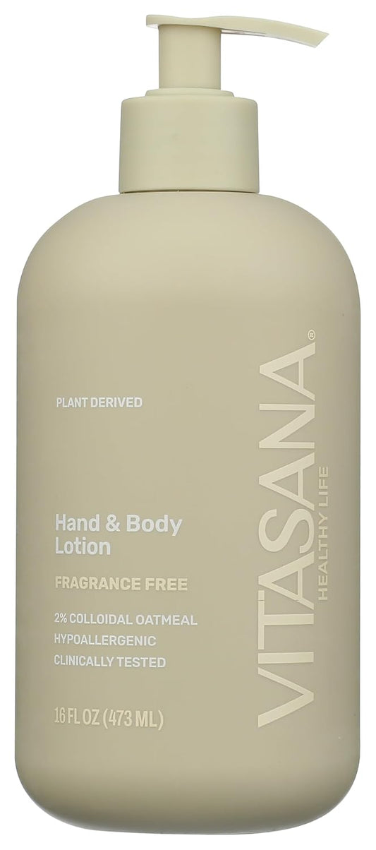 Hydrating Hand & Body Lotion, 16 oz – Fragrance‑Free, 99% Plant‑Derived with 2% Colloidal Oatmeal, EWG Verified, Hypoallergenic, Paraben‑Free, Sulfate‑Free, Cruelty‑Free