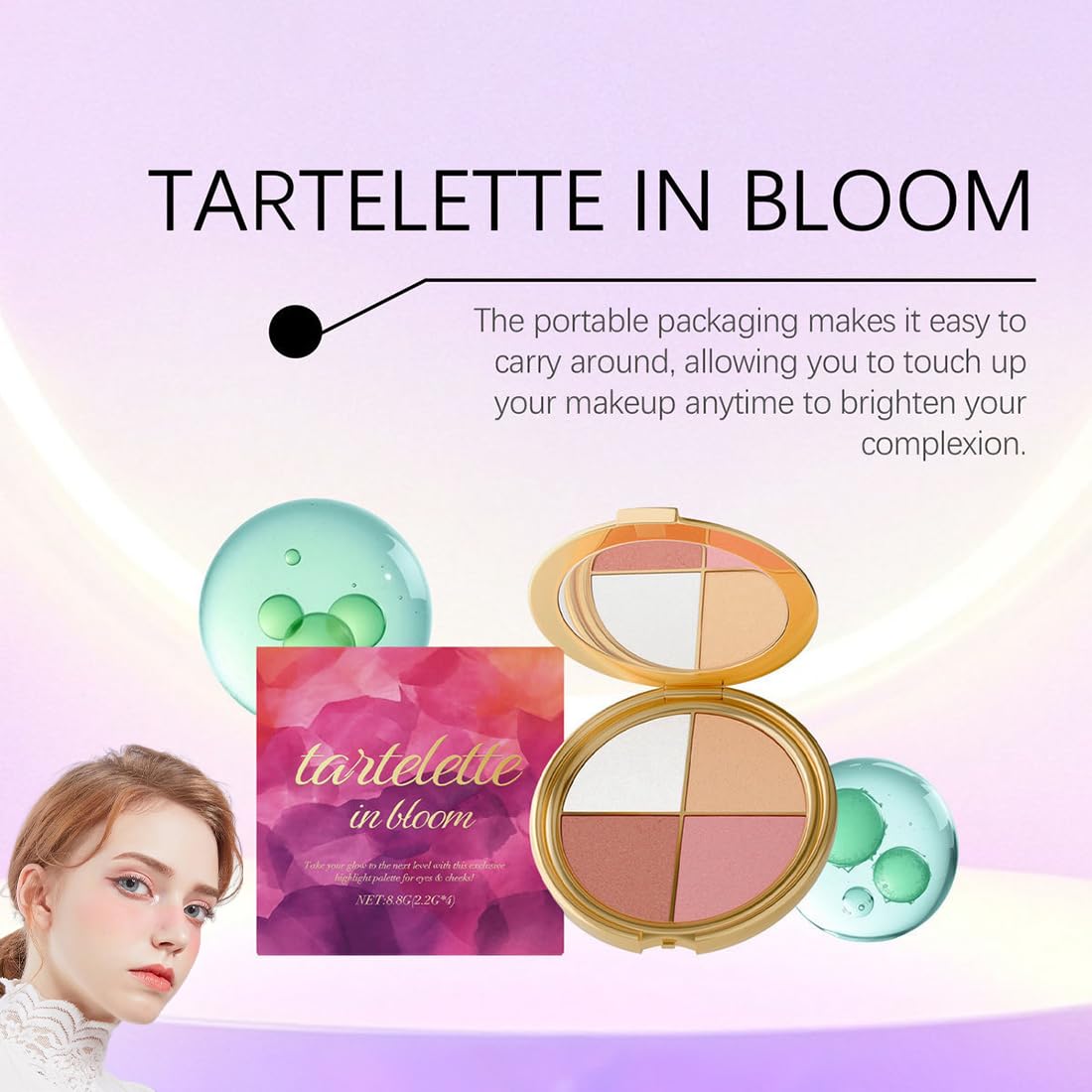 Glowjiu Glow Gallery Highlighting Eye & Cheek Palette, Glowjiu Highlighting Eye & Cheek Palette, 4-In-1 Highlight Shades Makeup for Blush, Eyeshadow And Highlighter Makeup (2pcs)