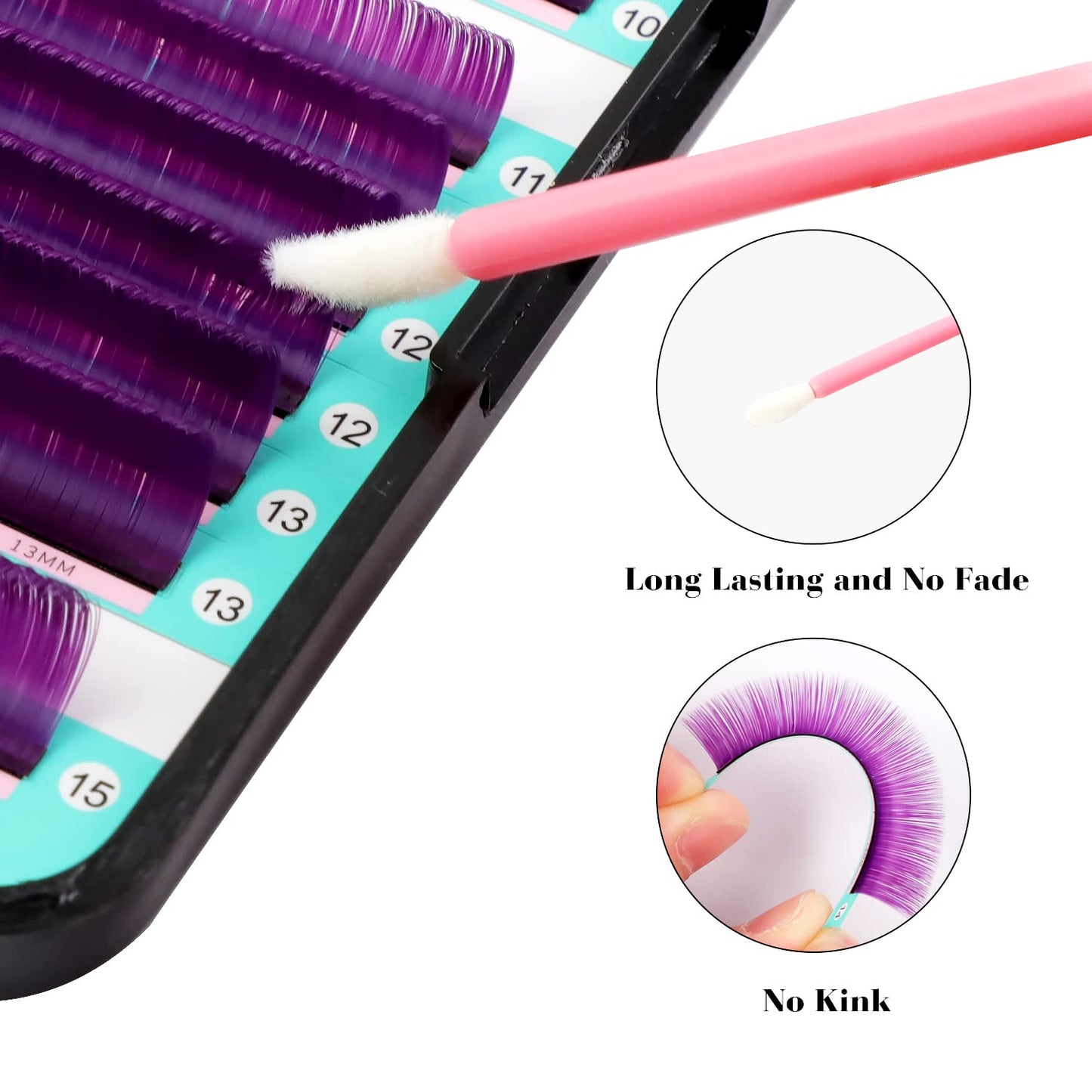 VAVALASH Colored Easy Fan Eyelash Extensions 0.07 D Curl 8-15mm Mixed Tray Violet Self Fanning Lashes 2D-10D Colorful Volume lash extensions（Violet,0.07-D-8-15 Mix）