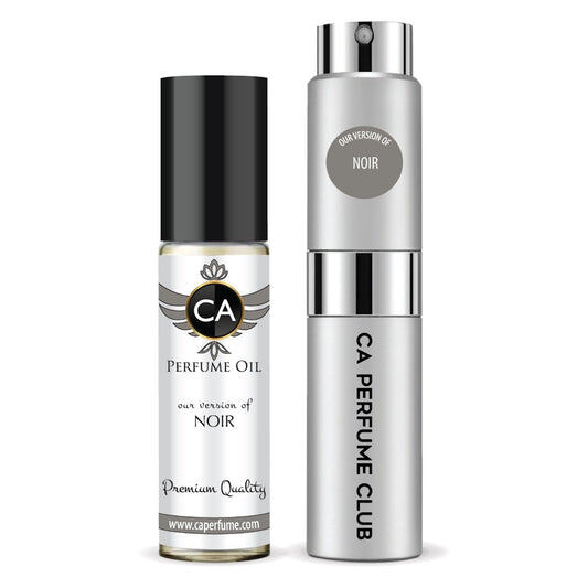 CA Perfume Duo Impression of Noir For Women And Men Perfume Layering Set Long Lasting Travel Size EDP + Body Oil Roll-On Bottle 0.27 Fl Oz+0.33 Fl Oz